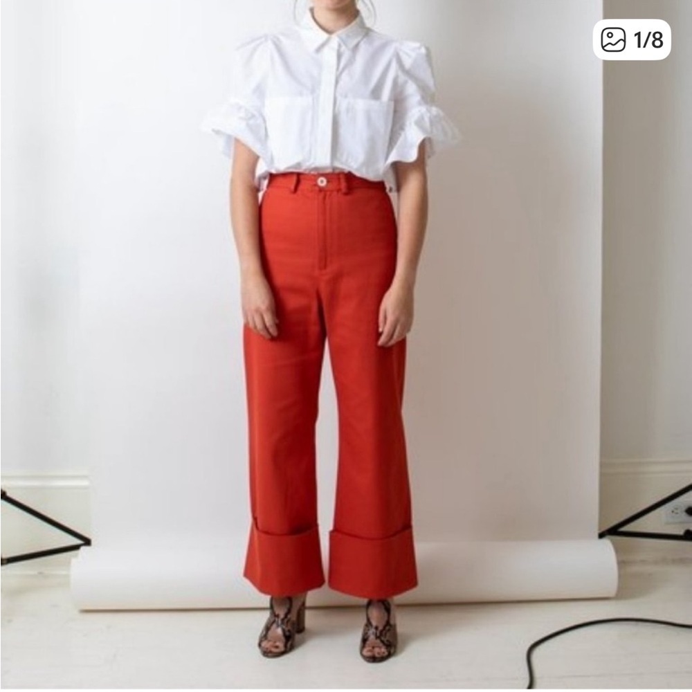 Sea New York Corbin Cuff Stretch Cotton Cropped Wide Leg Cuffed Pants size 4